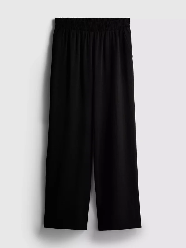 Elastic waist wide-leg pants