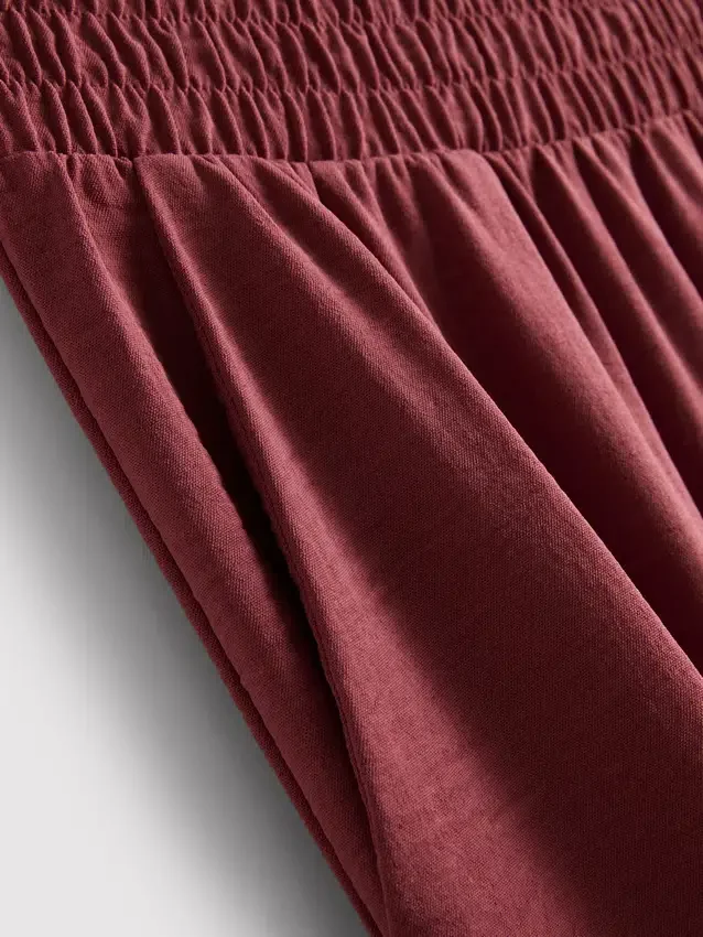 Elastic waist wide-leg pants