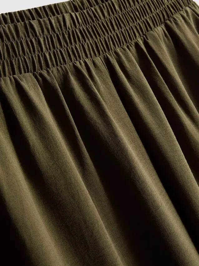 Elastic waist wide-leg pants