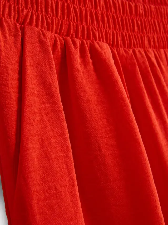 Elastic waist wide-leg pants