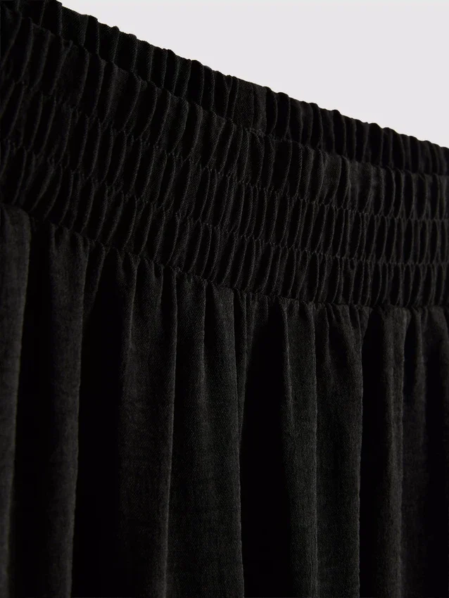 Elastic waist wide-leg pants