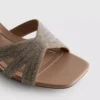 Embellished cross-strap block-heel mules