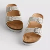 Embellished double-buckle footbed sandals