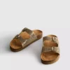 Embellished double-buckle footbed sandals