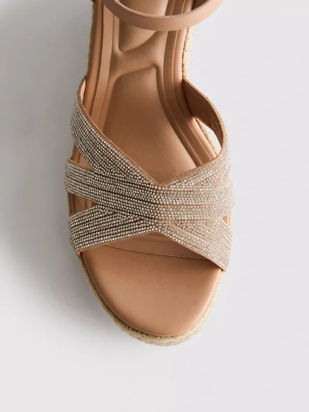 Embellished espadrille wedges