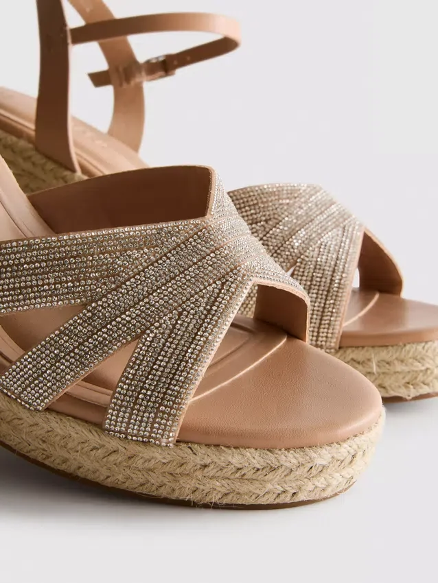 Embellished espadrille wedges