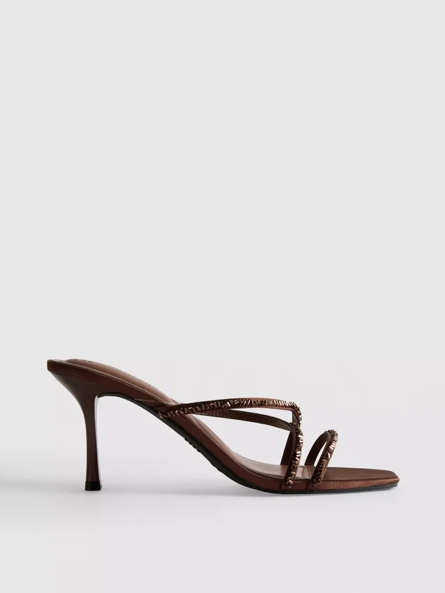 Embellished strappy heeled sandals