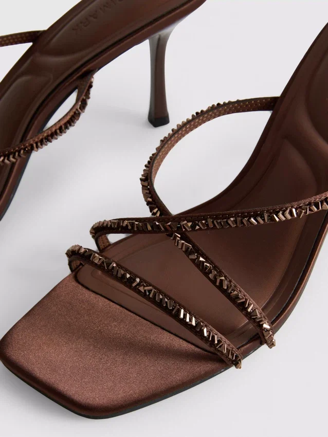 Embellished strappy heeled sandals