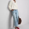 Embroidered balloon-sleeve blouse