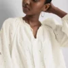 Embroidered balloon-sleeve blouse