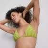 Embroidered fish triangle bikini top