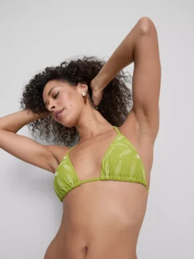 Embroidered fish triangle bikini top