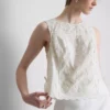 Embroidered floral tie tank top
