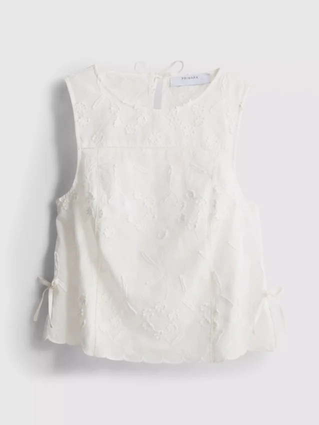 Embroidered floral tie tank top