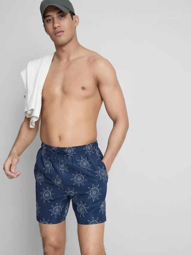 Embroidered sun swimming shorts