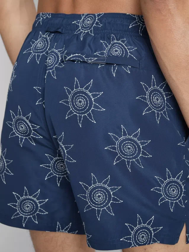 Embroidered sun swimming shorts