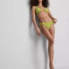 Embroidered tie side bikini bottoms