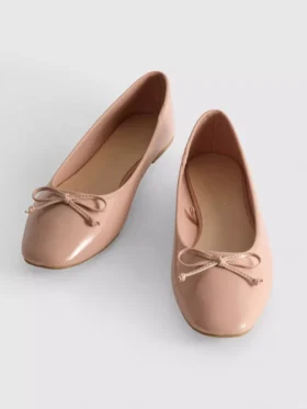 Faux leather ballerina bow flats