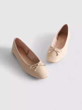 Faux leather ballerina flats