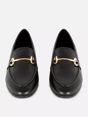 Faux leather buckle loafers