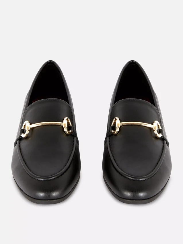Faux leather buckle loafers