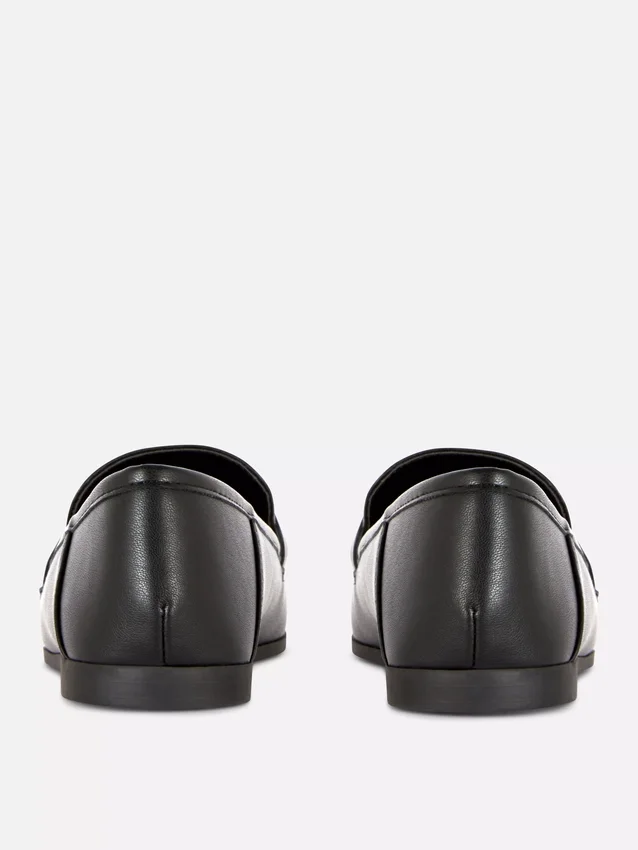 Faux leather buckle loafers