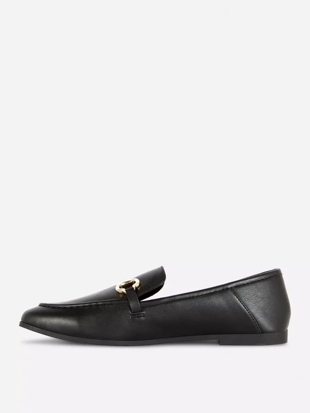 Faux leather buckle loafers