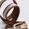 Faux leather canvas buckle belt