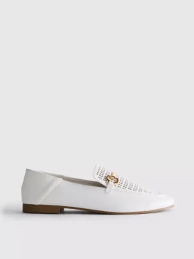 Faux leather laser-cut snaffle-bit loafers