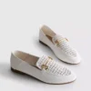 Faux leather laser-cut snaffle-bit loafers