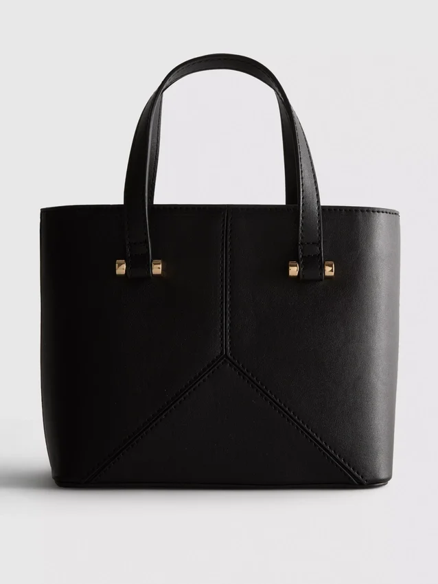 Faux leather mini tote bag