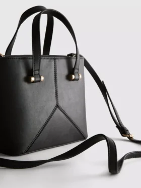 Faux leather mini tote bag