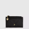Faux leather quilted initial card holder