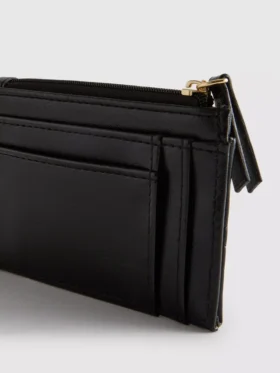 Faux leather quilted initial card holder