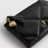 Faux leather quilted initial card holder
