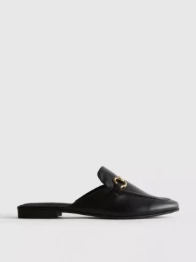 Faux leather snaffle bit mule loafers