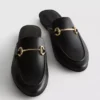 Faux leather snaffle bit mule loafers