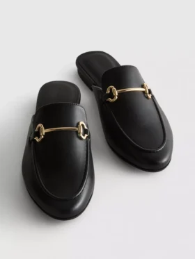 Faux leather snaffle bit mule loafers
