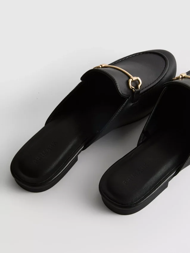 Faux leather snaffle bit mule loafers