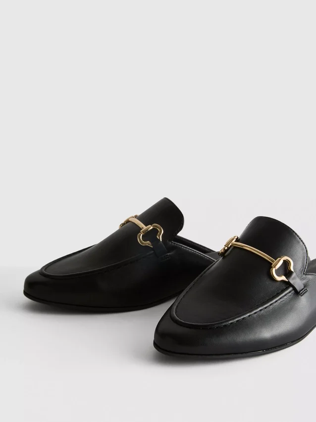 Faux leather snaffle bit mule loafers