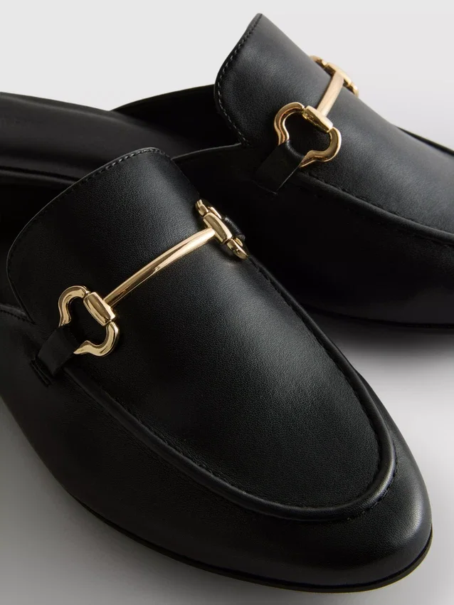 Faux leather snaffle bit mule loafers