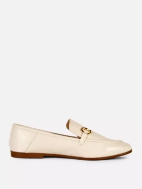 Faux leather snaffle loafers