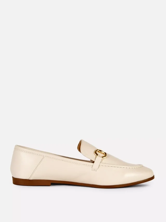 Faux leather snaffle loafers