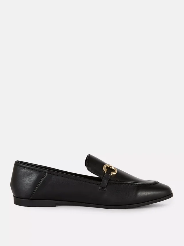 Faux leather snaffle loafers