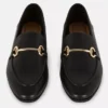 Faux leather snaffle loafers
