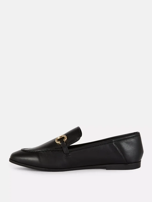 Faux leather snaffle loafers