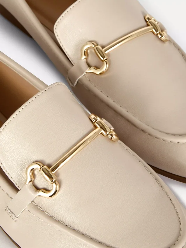 Faux leather snaffle loafers
