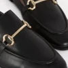 Faux leather snaffle loafers
