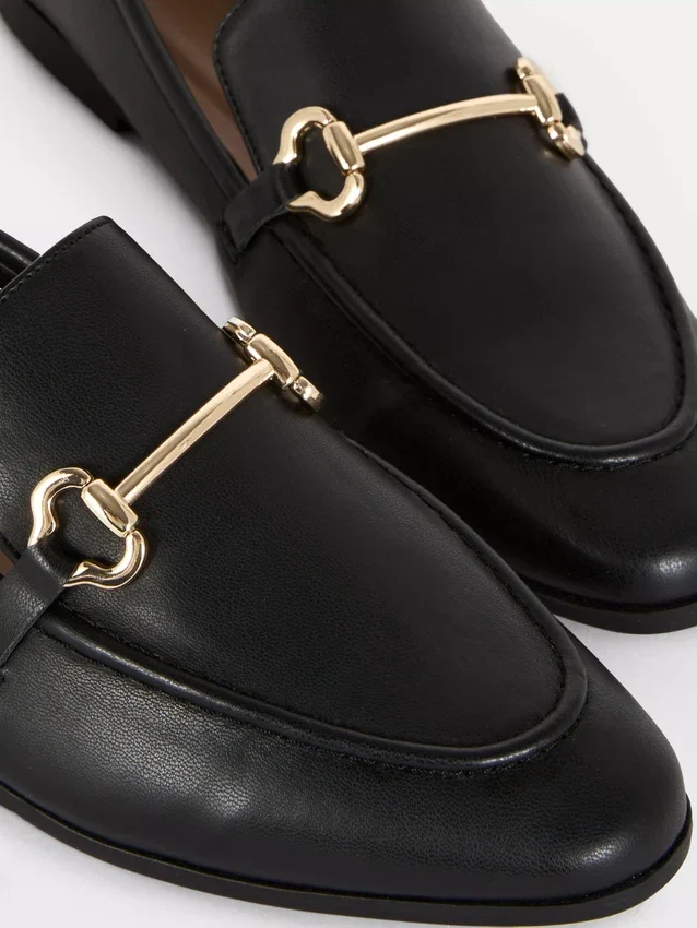 Faux leather snaffle loafers