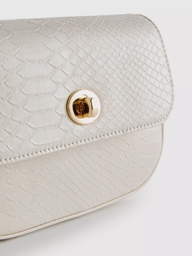 Faux leather snake crossbody bag